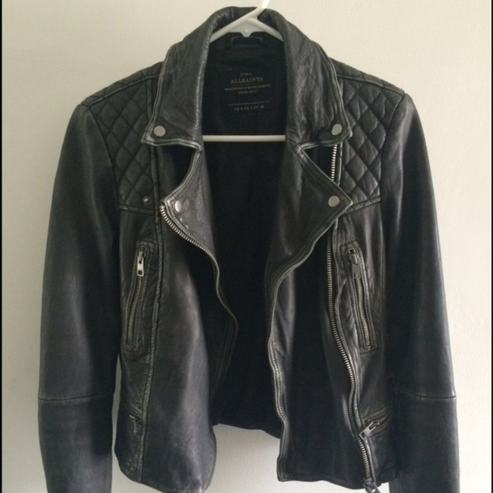 ALLSAINTS Cargo Leather Biker Jacket US Sz 4